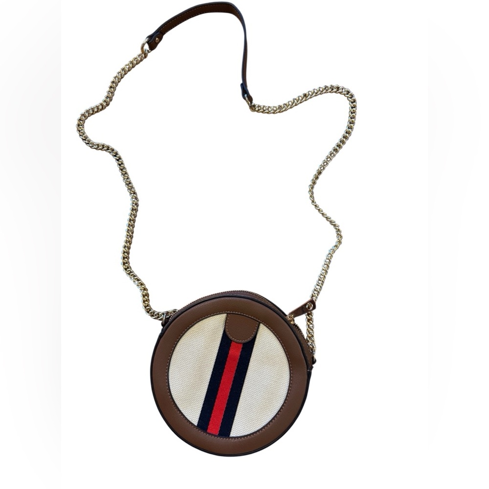 Brand new Browns Round Crossbody Bag with Stripe Detail - Brown & Cream